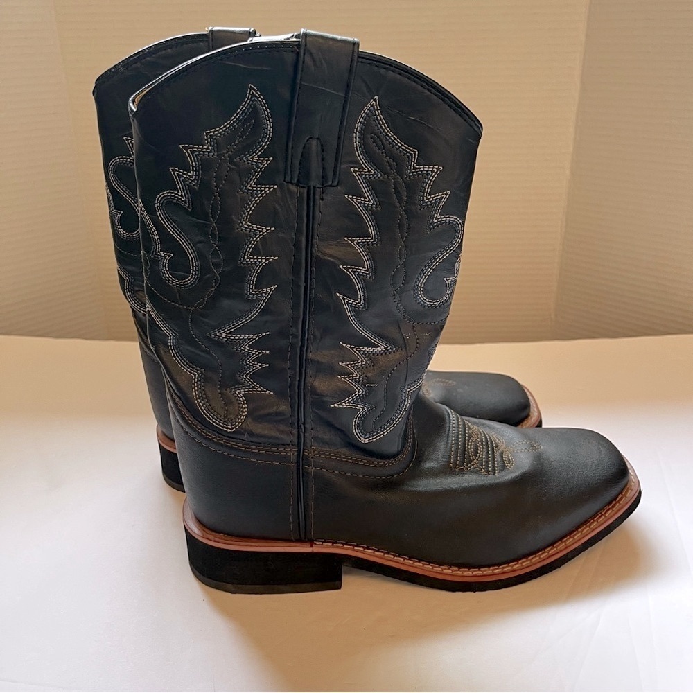 SMOKEY MOUNTAIN Black Blue Western Cowboy Boots Decorative Stitching Size 4